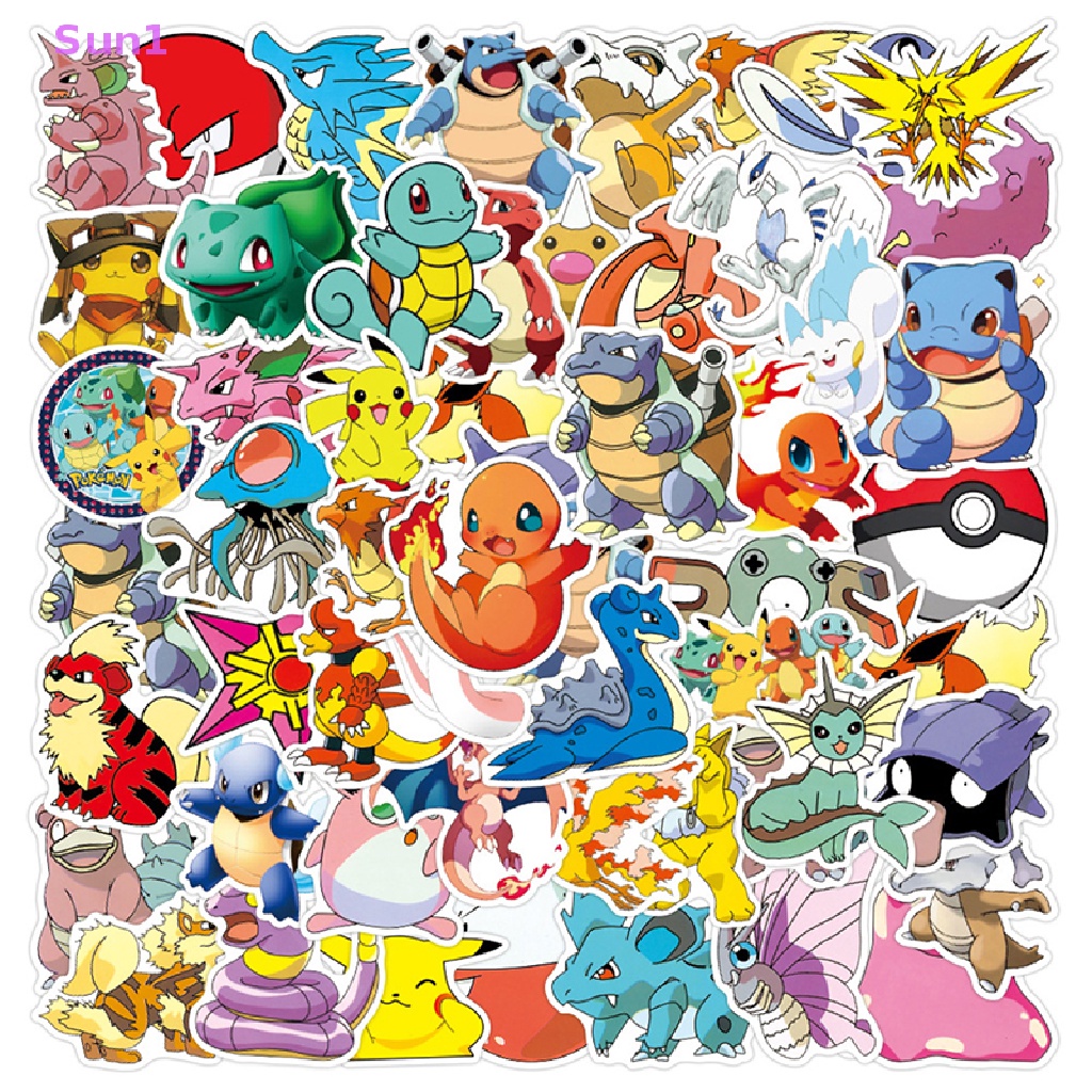 Set 50 Sticker Dán Trang Trí Hình Hoạt Hình Pokemon Đáng Yêu