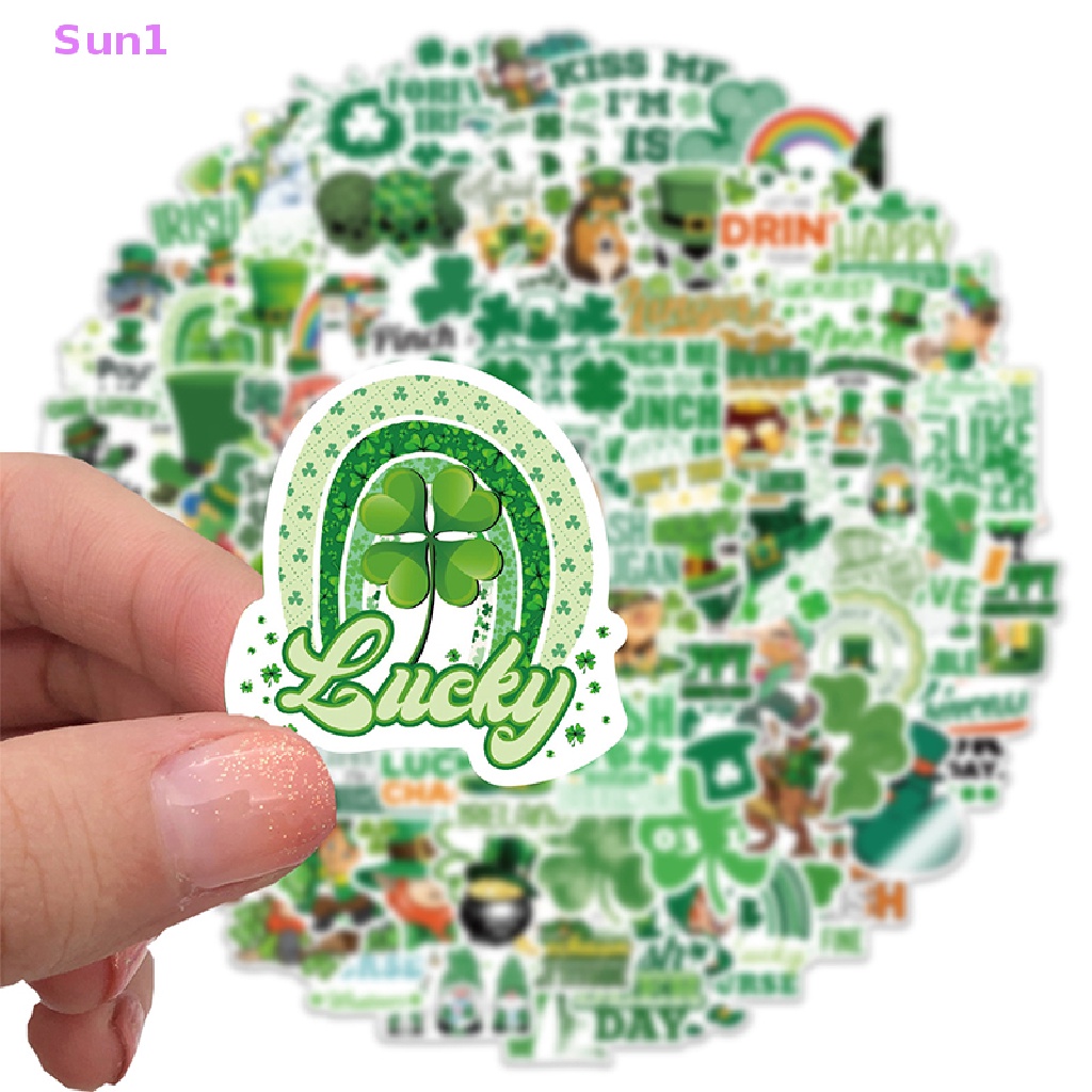 Set 1: 100 Sticker Chống Thấm Nước Dán Trang Trí Lễ Hội Irish Carnival St Patrick