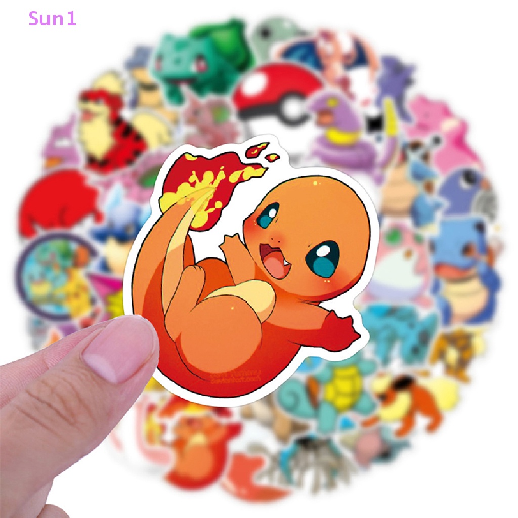 Set 50 Sticker Dán Trang Trí Hình Hoạt Hình Pokemon Đáng Yêu