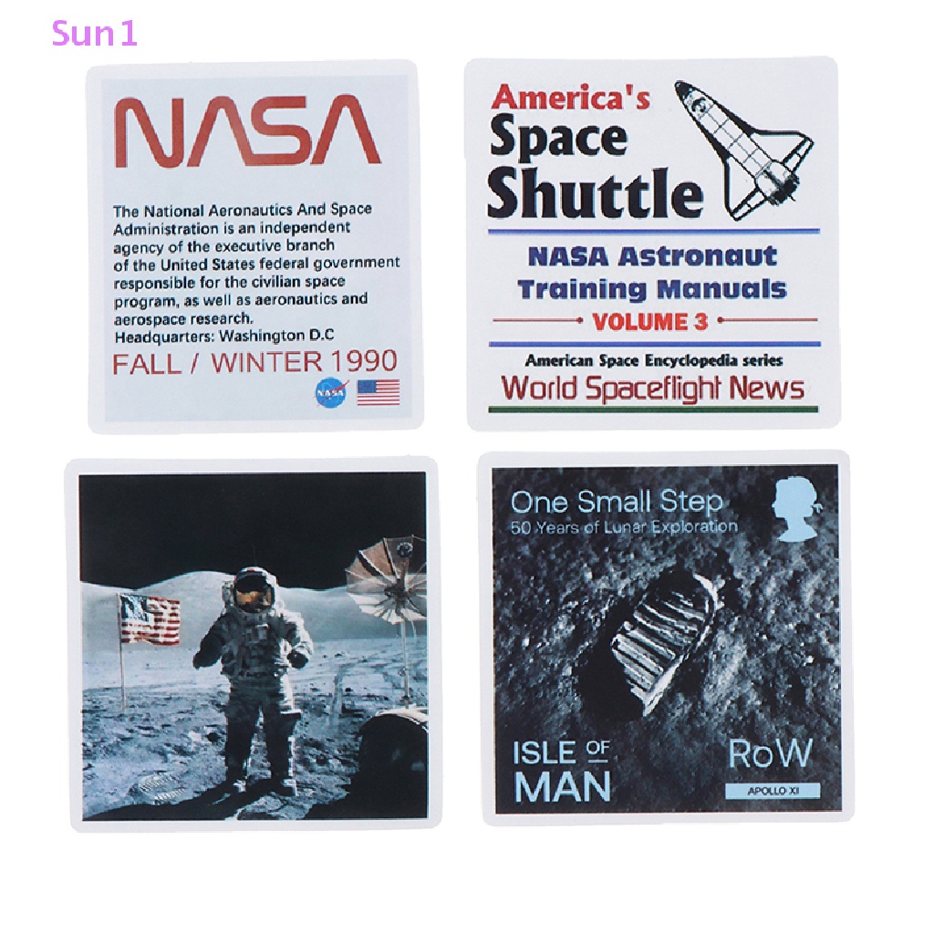 Set 50 Miếng Dán Trang Trí Xe Hơi / Laptop / Điện Thoại Họa Tiết Phi Hành Gia Hoạt Hình