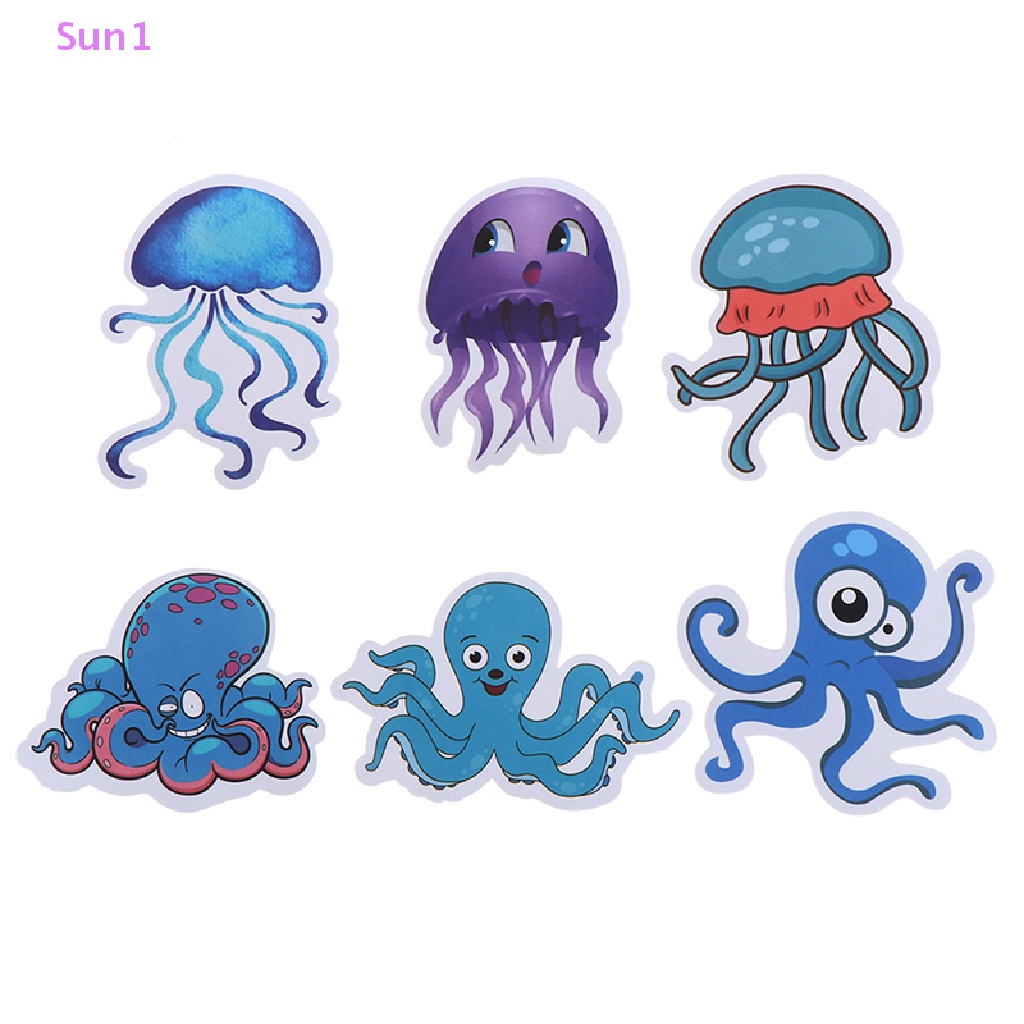 Set 49 Miếng Dán Hình Động Vật Biển Xanh Dương Dễ Thương Trang Trí Vali Ván Trượt Laptop