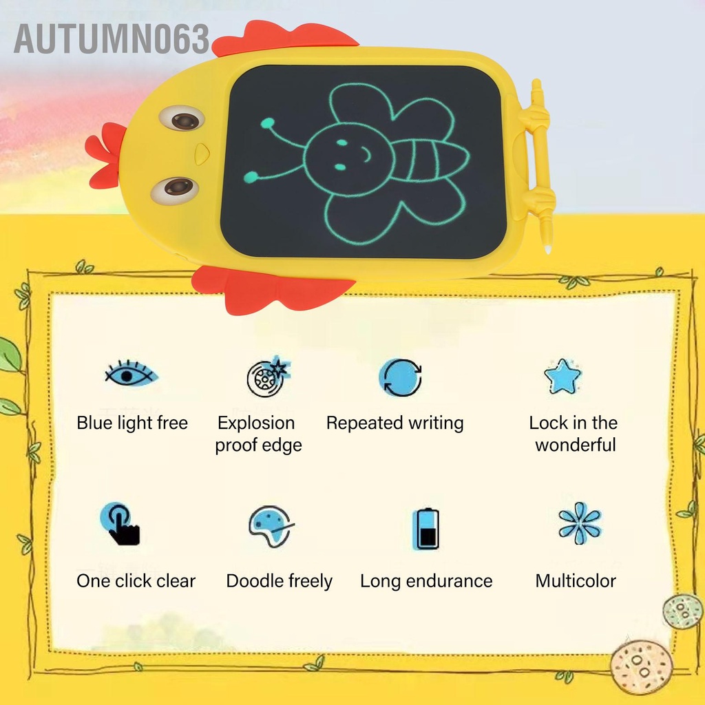 Autumn063 Bảng Vẽ Trẻ Em 8.5in Máy Tính Viết Tranh LCD Hình Con Gà Cho Bé Trai Và Gái