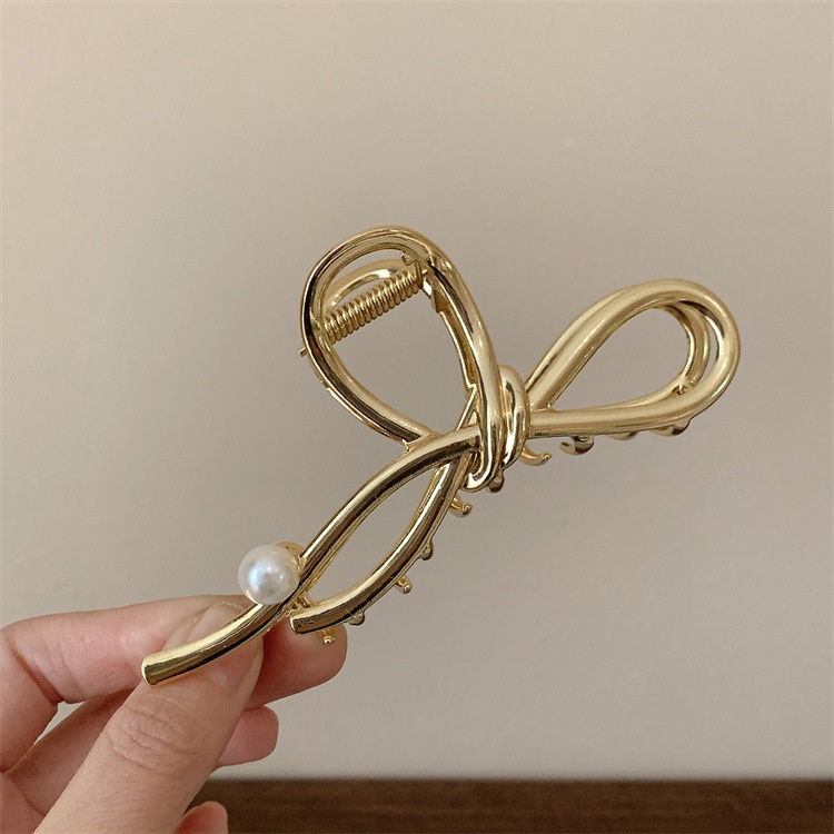 Kẹp Tóc Hình Nơ Đính Ngọc Trai Giả Thanh Lịch Cho Nữ