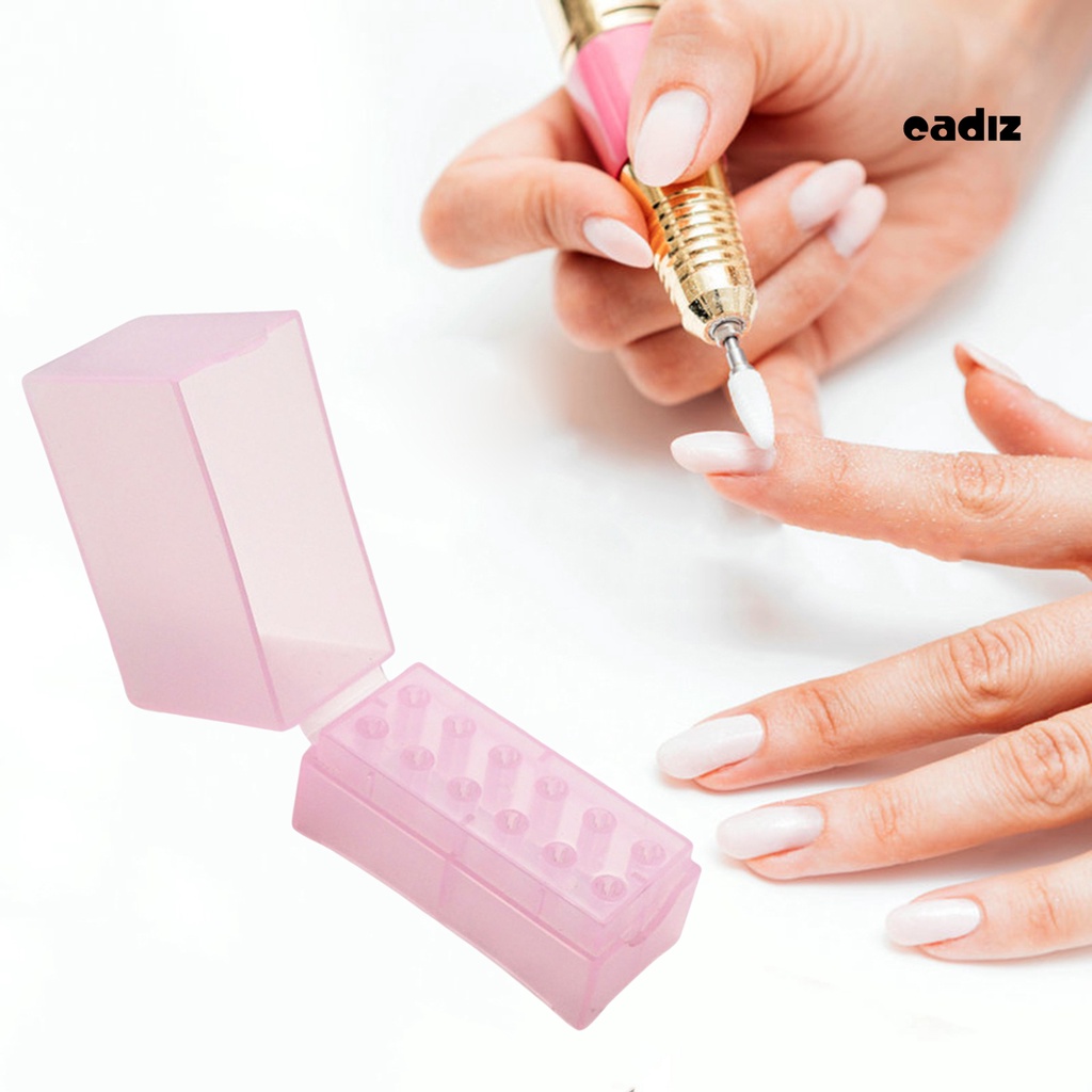 Hộp Đựng Đầu Mài Móng Tay 12 Lỗ Chống Bụi Chống Ẩm Tiện Dụng