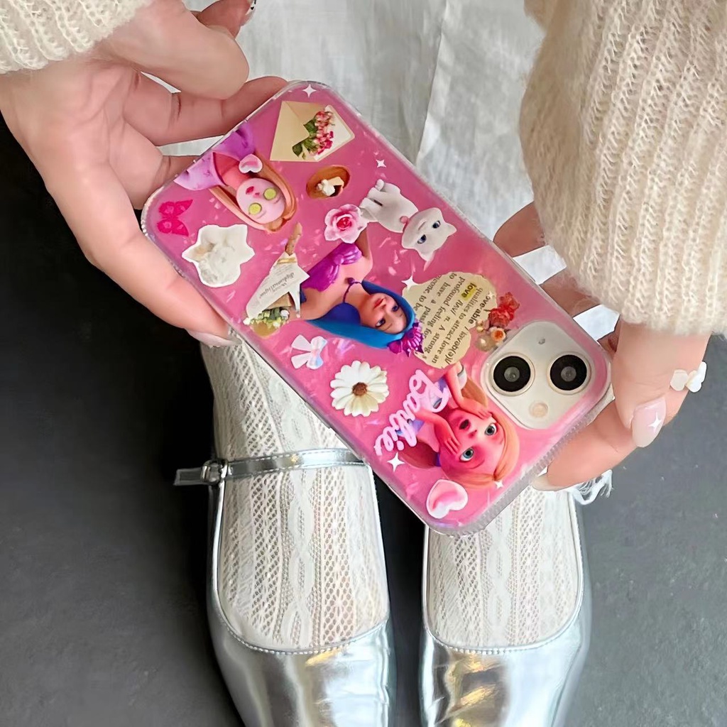 Ốp Điện Thoại TPU Silicon Mềm Trong Suốt Chống Sốc Chống Rơi In Họa Tiết Công Chúa Barbie Dễ Thương Dành Cho iPhone 14 Pro Max 13 12 11