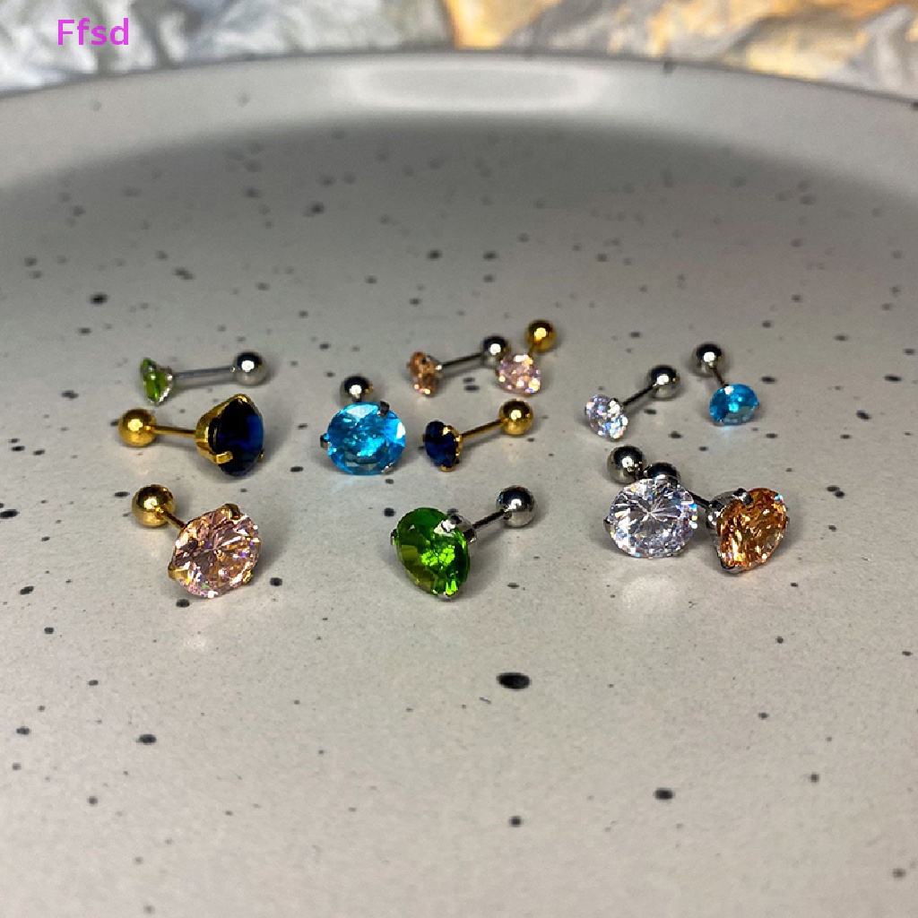 1 Khuyên Tai Đính Đá Zircon 5 / 8mm Thời Trang Cho Nữ