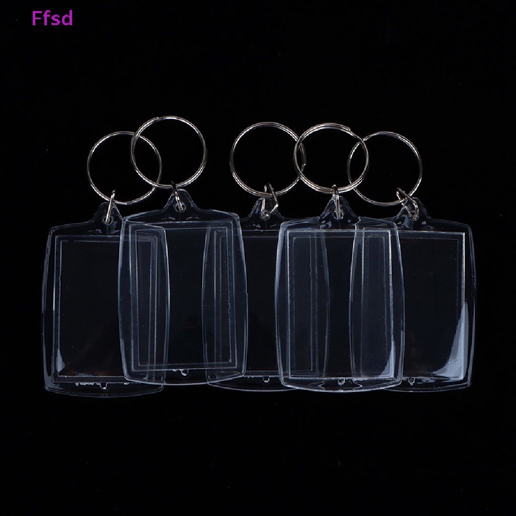 Set 100 Móc Khóa Khung Ảnh Bằng Acrylic Trong Suốt Hình Chữ Nhật DIY