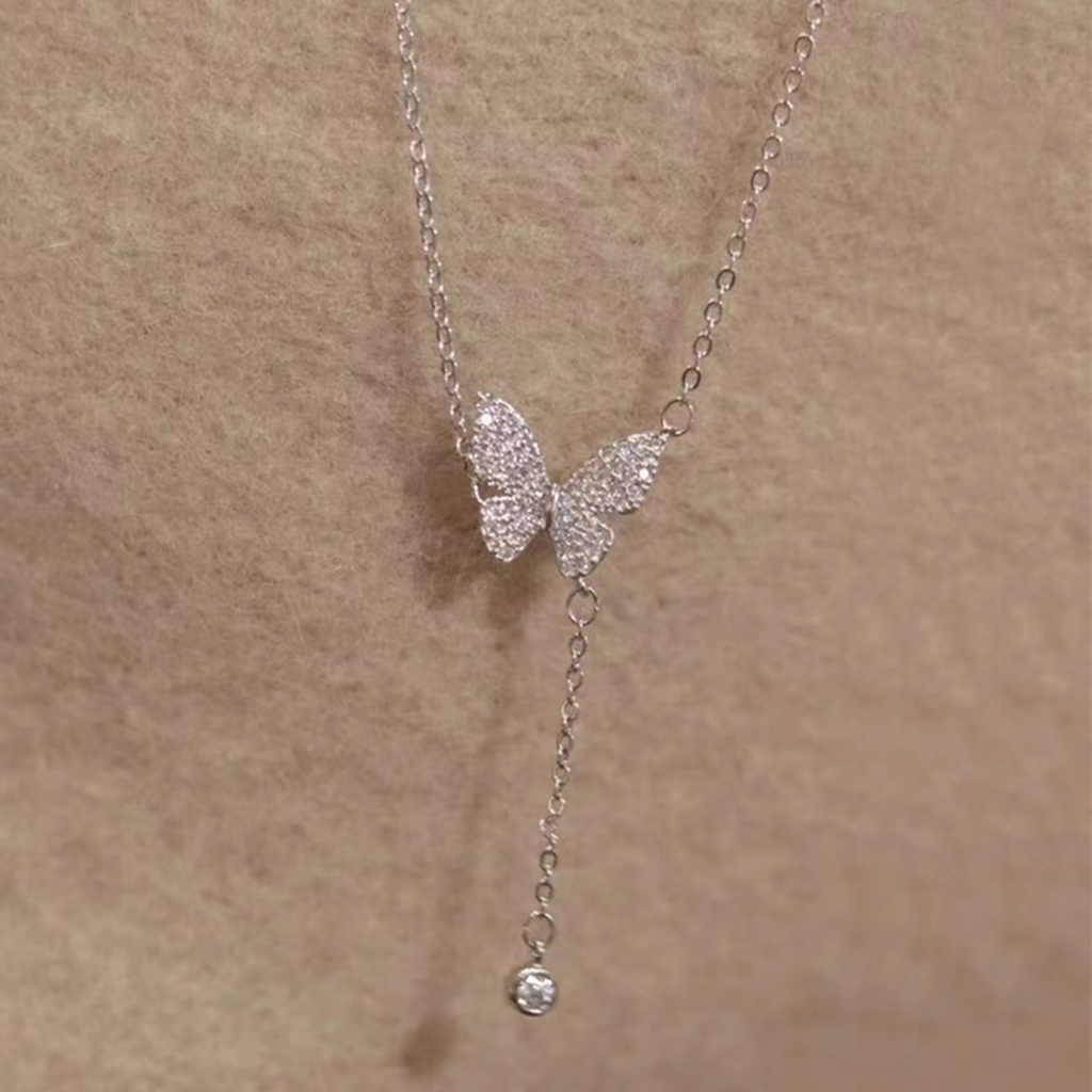 Vòng cổ Dài Mặt Hình Bướm Đính Ngọc Trai Nhân Tạo Sang Trọng