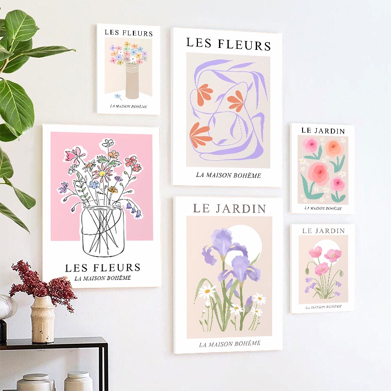 Tranh Vải Canvas Treo Tường Trang Trí Hình Hoa Và Bướm Xinh Xắn