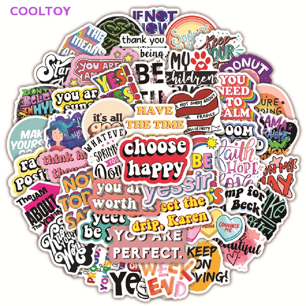 Cooltoy Set 50 Đề Can Dán Trang Trí Laptop Ghi Ta Ván Trượt Xe Hơi DIY