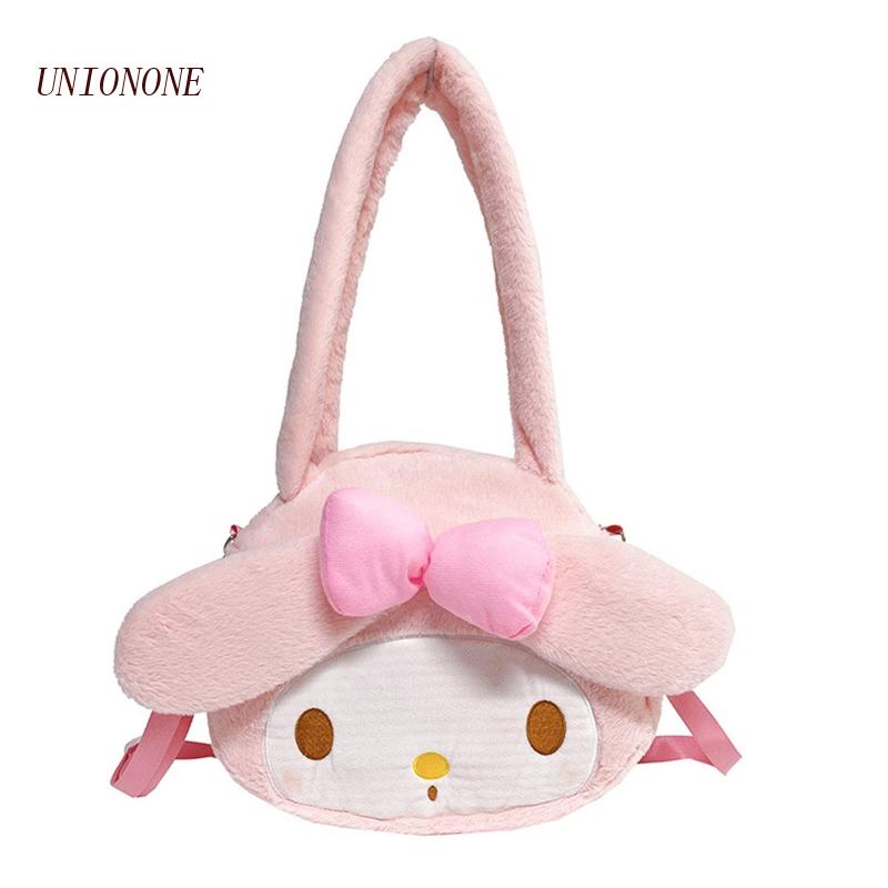 One Túi Tote Đeo Vai / Xách Tay Cỡ Lớn Hình Thỏ Nhồi Bông Màu Hồng Dễ Thương