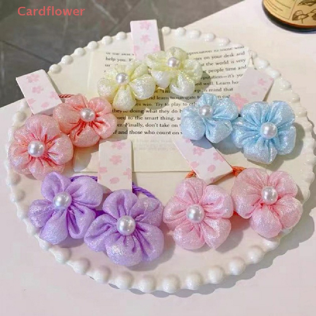 Bộ 2 Dây Cột Tóc Co Giãn In Họa Tiết Hoa Màu Kẹo Ngọt Dành Cho Nữ