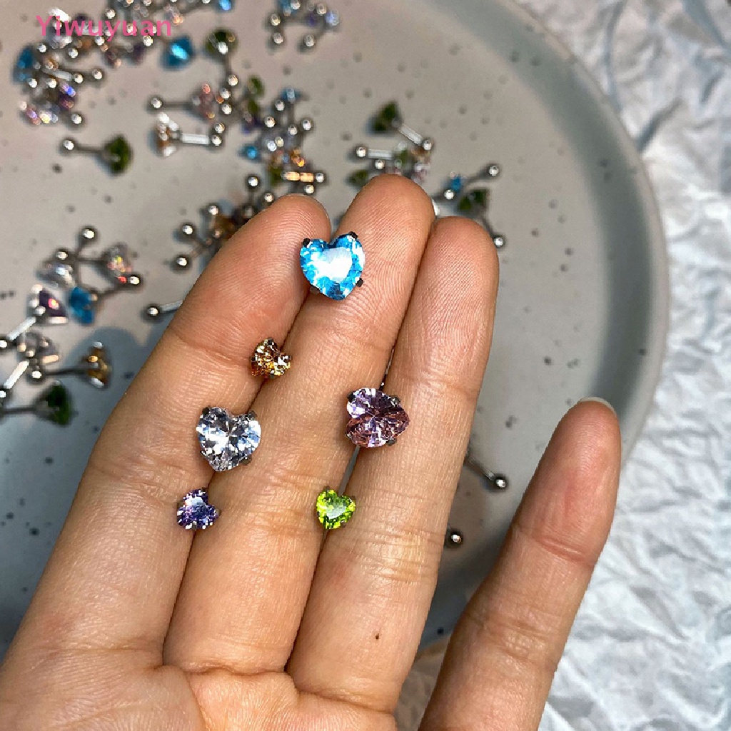 1 Khuyên Tai Trái Tim Đính Đá Zircon 5 / 8mm Thời Trang Mới