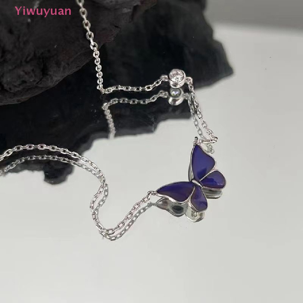 Vòng cổ Mặt Bướm Đổi Màu Theo Nhiệt Độ Bằng Thép Không Gỉ Mới