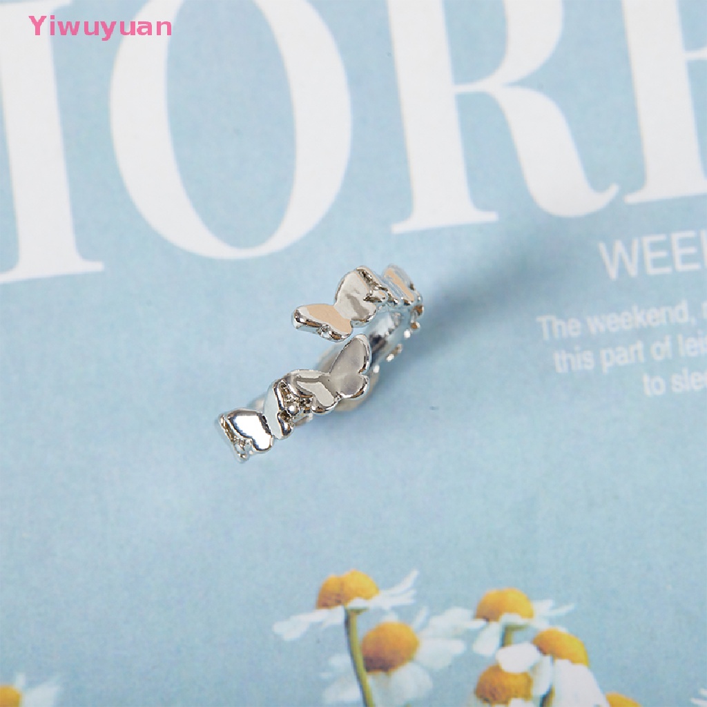 < Yiwuyuan > Nhẫn Hình Bướm Màu Bạc Cổ Điển Sáng Tạo Có Thể Điều Chỉnh Thời Trang Nữ Trang Sức Mới