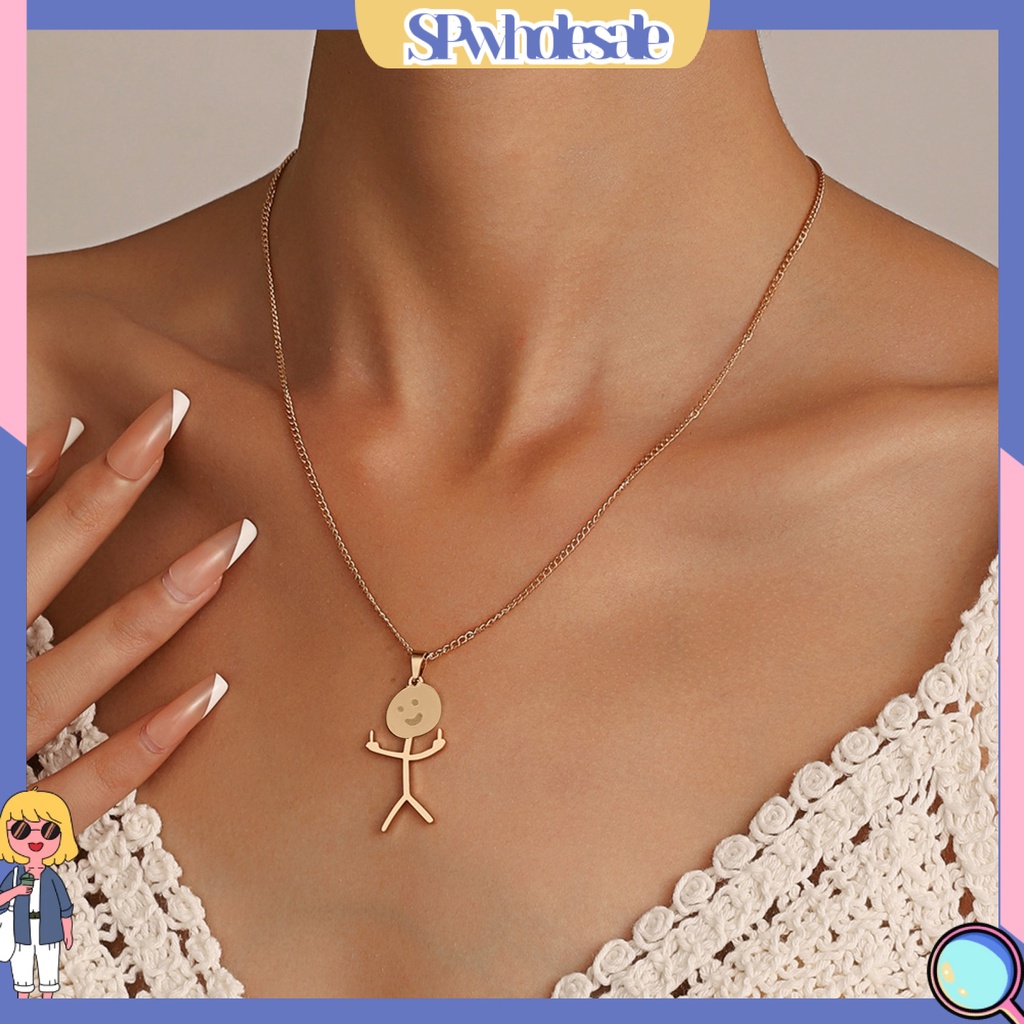 &lt;SPwholesale&gt; Vòng cổ Mặt Hình Mặt Cười Bằng Thép Không Gỉ Thời Trang