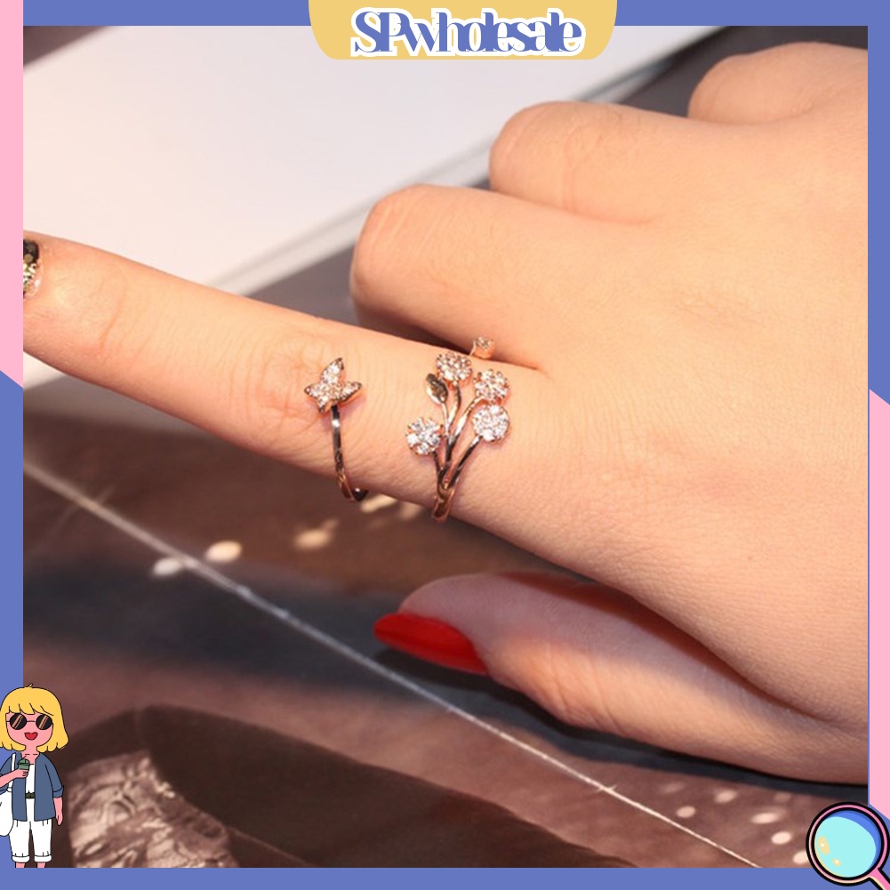 <SPwholesale> Nhẫn Đính Hôn Bạc Họa Tiết Bướm Đáng Yêu Dành Cho Nữ