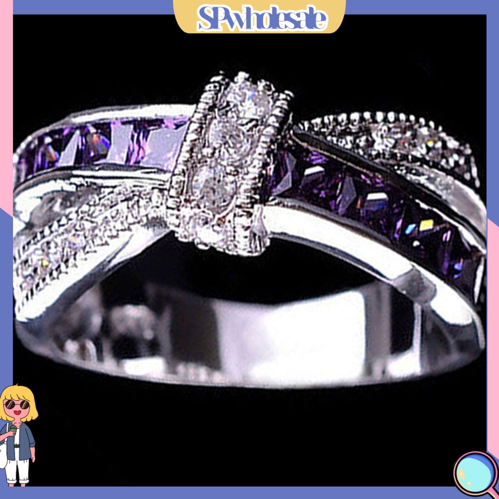 &lt;SPwholesale&gt; Nhẫn Hợp Kim Hình Thánh Giá Đính Đá Thời Trang Dự Tiệc