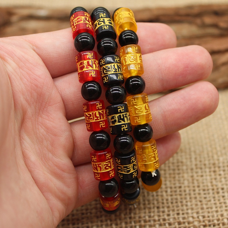 Vòng Đeo Tay May Mắn Bằng Hạt Pha Lê Chữ Phật Giáo