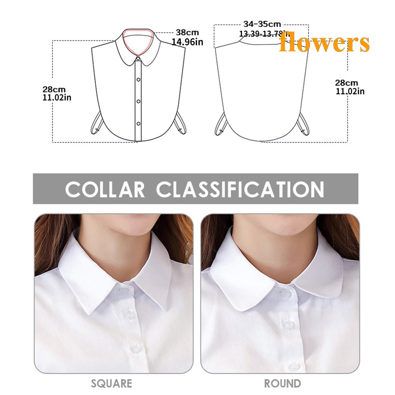 Cổ Áo Sơ Mi Giả Cổ Tròn Bằng Cotton Họa Tiết Hoa Tháo Rời Được Cho Nữ