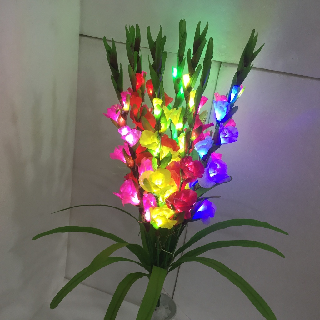Hoa Giả - Hoa Lay Ơn giả trang trí có đèn nhiều màu cao 97cm