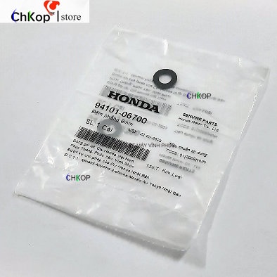 Đệm phẳng 6mm, lông đền đen đuôi biển số xe DREAM zin Honda 9410106700