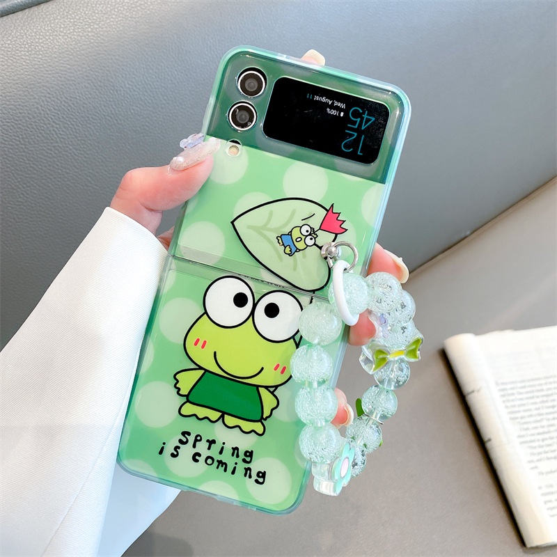 Ốp Điện Thoại PC Cứng Hoạt Hình Kero Kero Keroppi Cho Samsung Galaxy Z Flip 3 Z Flip 4 W23 ZFlip3 ZFlip4