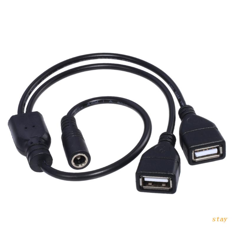 Dây Cáp Kết Nối DC 5.5X2.1mm Female Sang 2 USB Female 5V