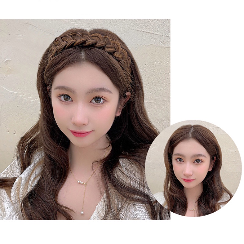 Băng Đô Cài Tóc Giả Thắt Bím Xương Cá Dễ Thương Chống Trượt Phong Cách Hàn Quốc Cho Nữ