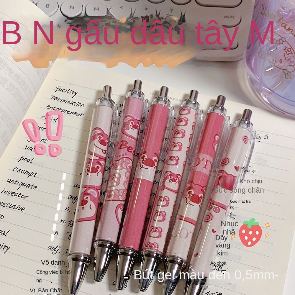 Set 6 Bút Nhấn Hình Gấu Dâu Tây Hoạt Hình Dễ Thương Làm Quà Tặng Cho Học Sinh