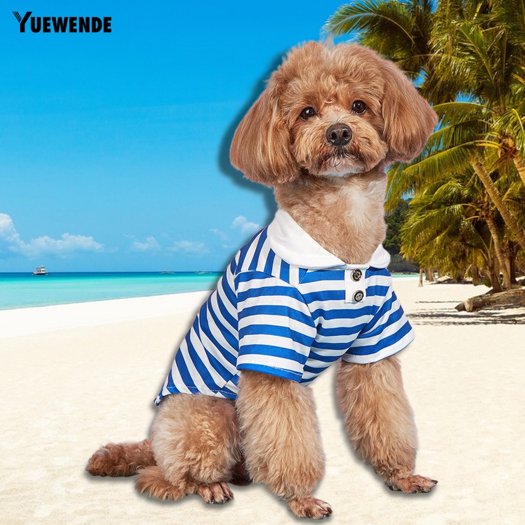 Yue.z Áo Sơ Mi Cổ Thủy Thủ Kẻ Sọc Thoáng Khí Thời Trang Mùa Hè Cho Thú Cưng