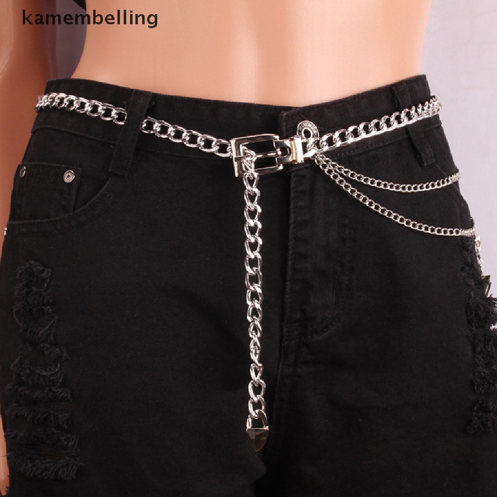 Thắt Lưng Dây Xích Kim Loại Nhiều Lớp Phối Tua Rua Cho Nữ