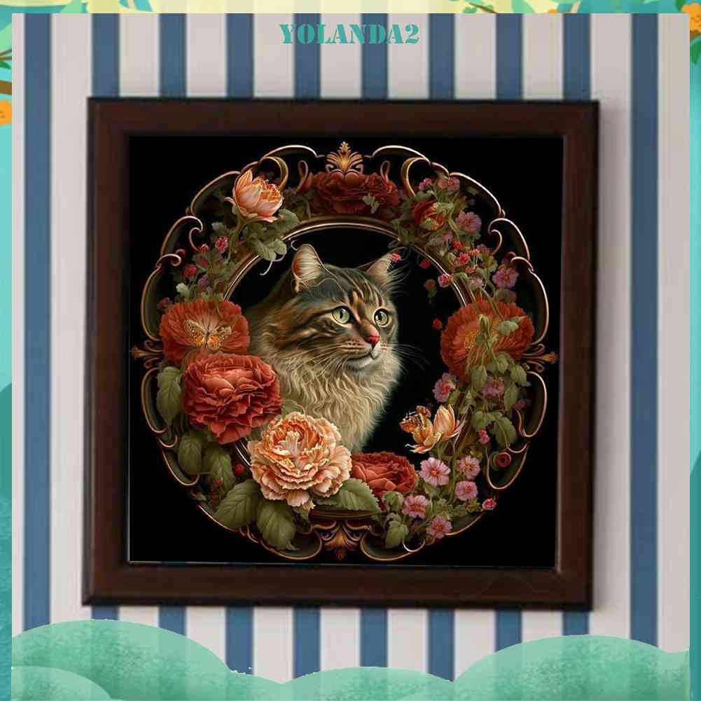 Tranh Đính Đá Kim Cương Toàn Bộ 5D DIY Hình Vẽ Mèo Trang Trí Nhà Cửa