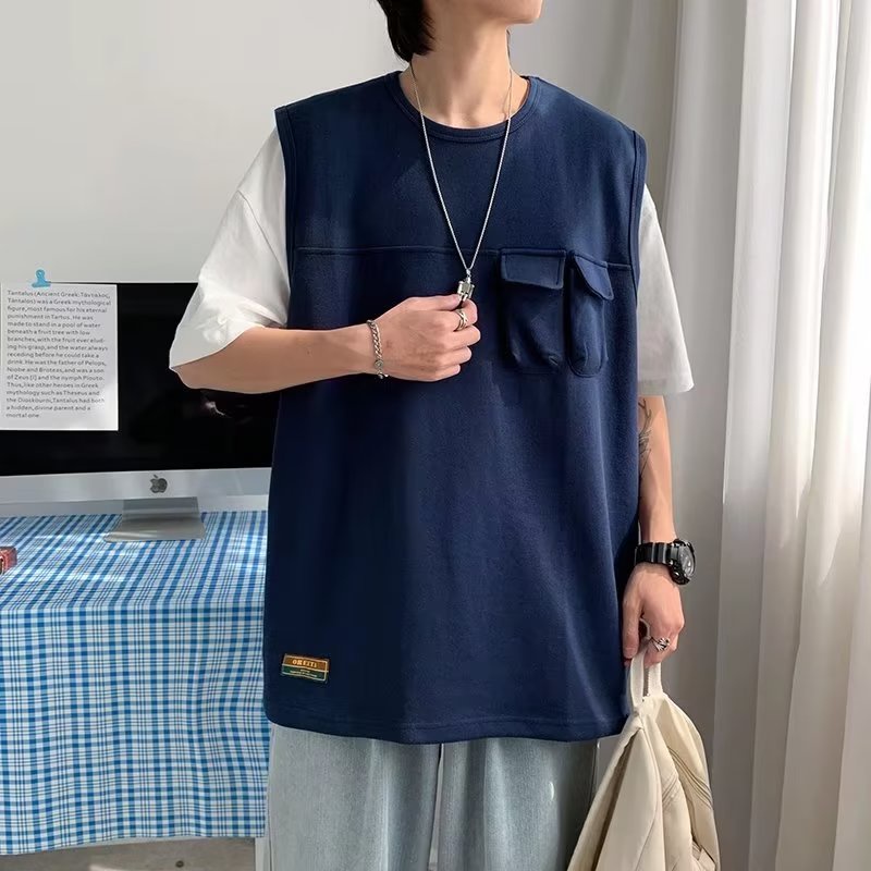 Set Đồ Thể Thao Áo Ba Lỗ Phối Quần Short Dáng Rộng Thời Trang Mùa Hè Cho Nam