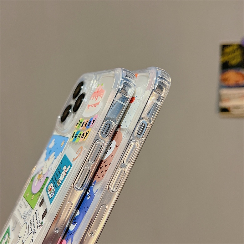 Ốp Điện Thoại TPU Dẻo Trong Suốt Họa Tiết Hoạt Hình Đơn Giản Chống Sốc Chống Rơi Cho iphone 12 14 13 11 Pro Max