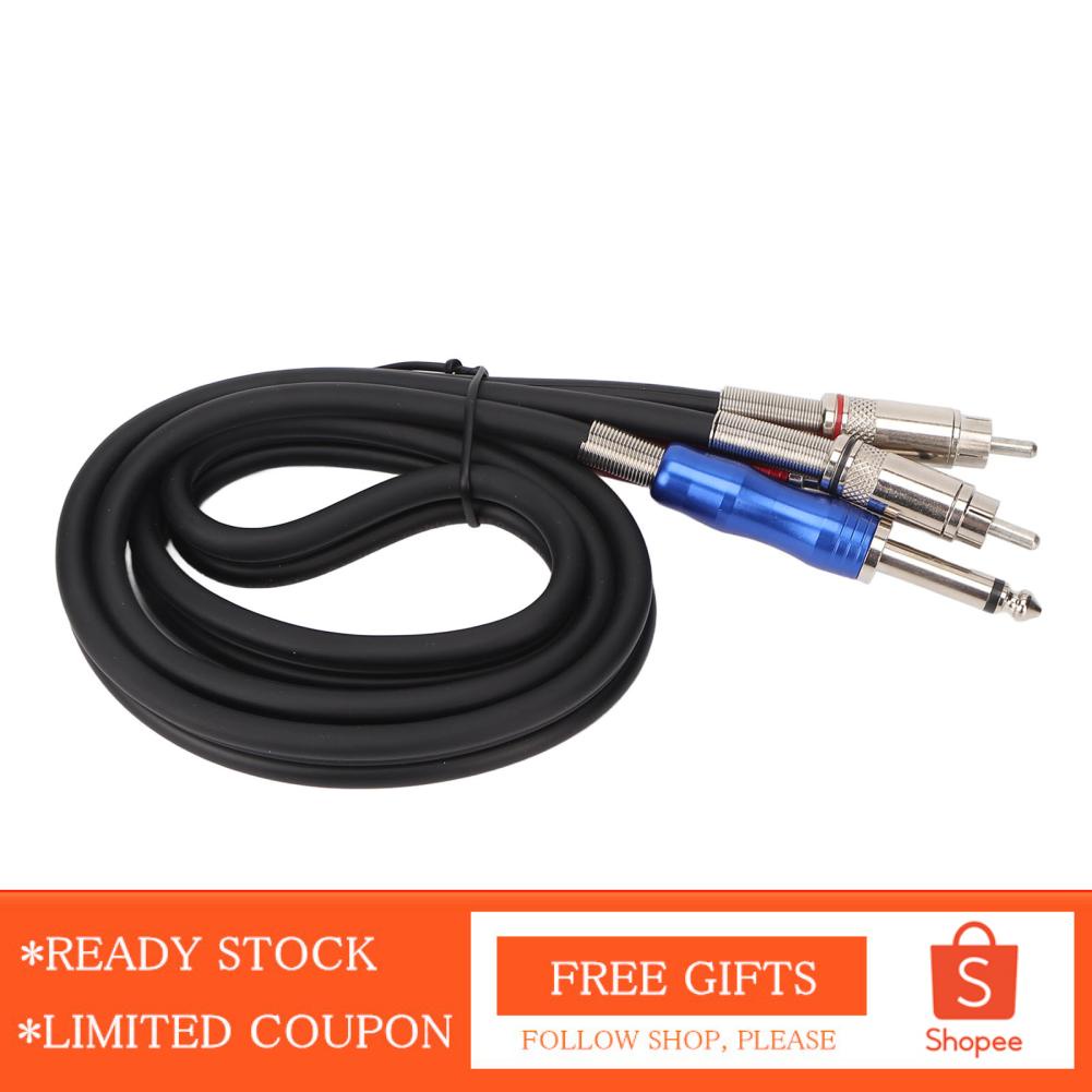 Alwaysonline Dual 1/4 Inch TS To RCA Cable  Male Noise Isolation Detachable 6.35mm Corrosion Resistant for Amplifier TV