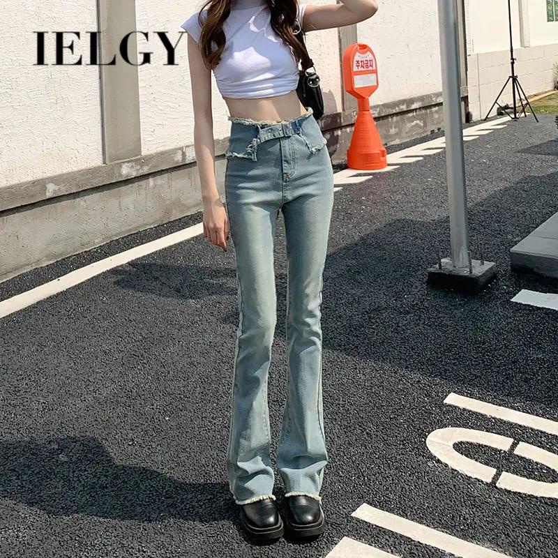 IELGY   Quần Jean Nữ Lưng Cao Dáng Ôm Thời Trang Cá Tính