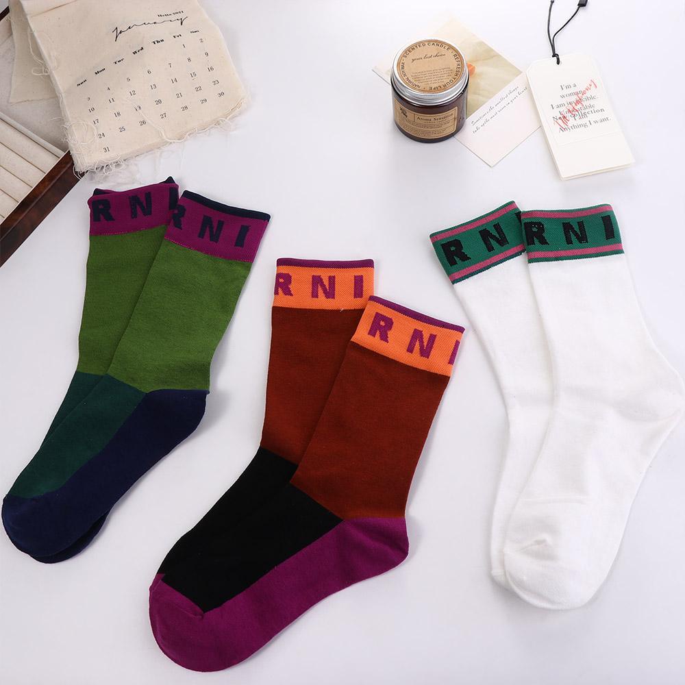 IVORY Vớ Len Mềm Giữ Ấm Màu Tương Phản Thời Trang Harajuku Cho Nữ