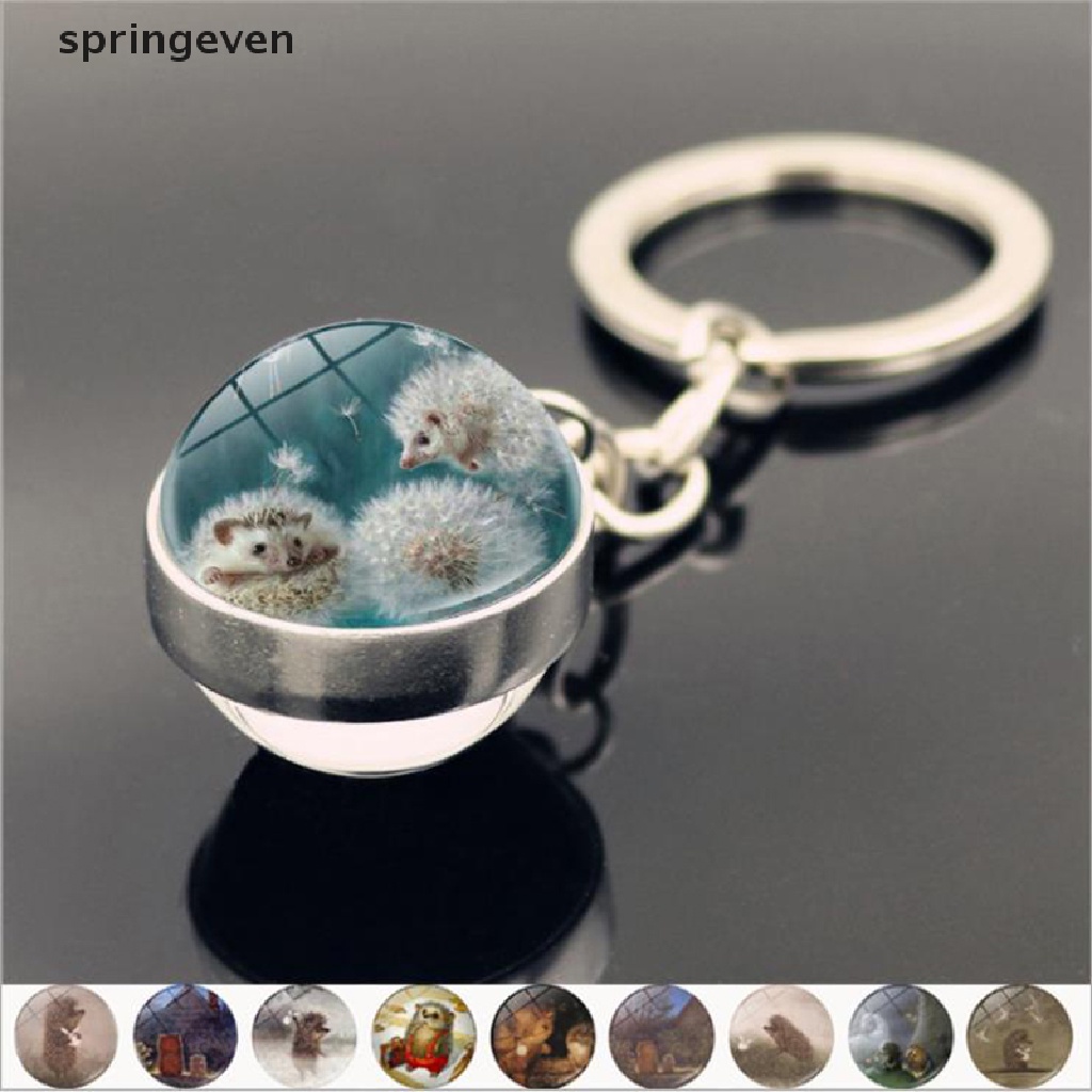 Móc Khóa Hình Nhím Dễ Thương Bằng Kim Loại Thủy Tinh Cabochon Time Jewel