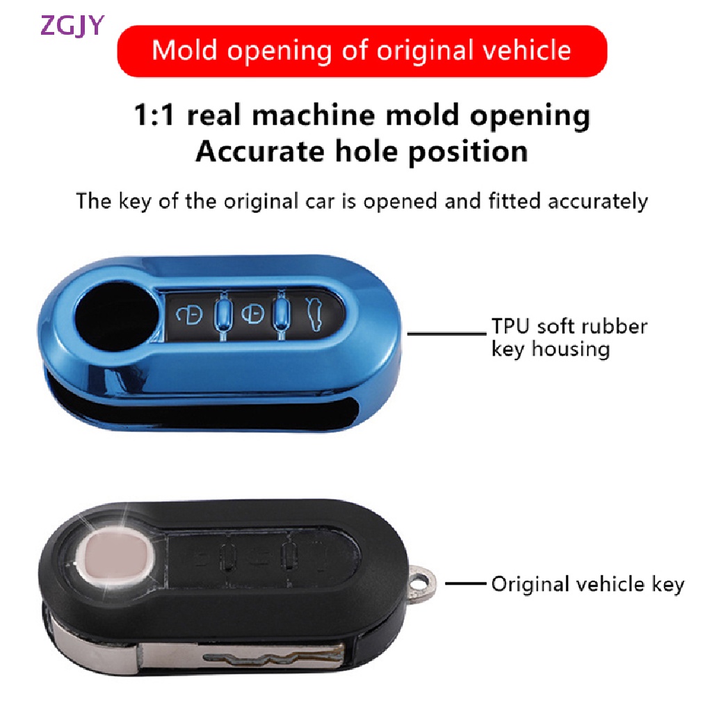 Vỏ Bảo Vệ Chìa Khóa Điều Khiển Từ Xa 3 Nút Gấp Gọn Cho Fiat 500 Boyue Lingya Mới