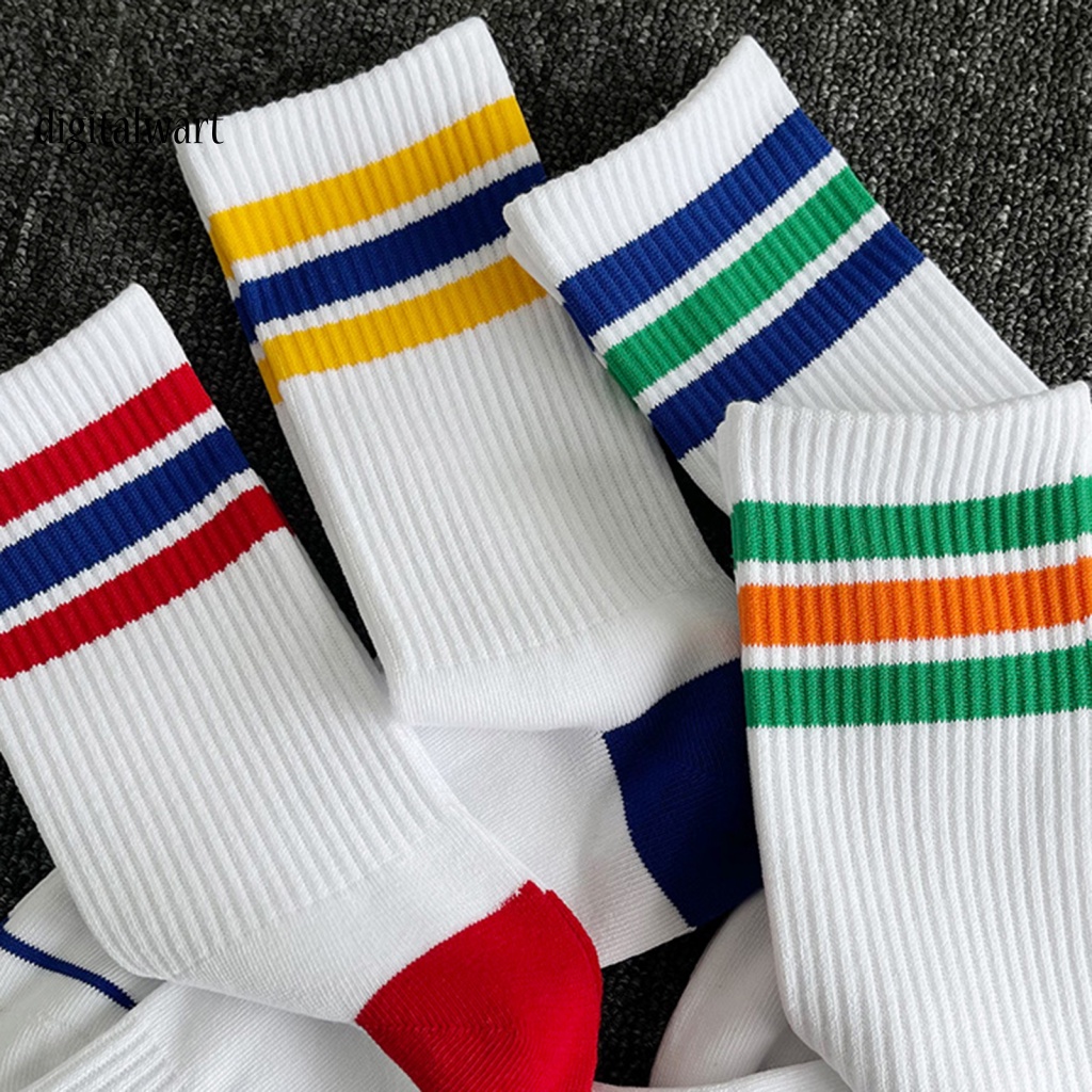 Kỹ Thuật Số| 1 Đôi Vớ Thể Thao Dài Bằng Vải Cotton Mềm Nhẹ Thoáng Khí Màu Tương Phản Nhanh Khô Độ Co Giãn Cao Cho Nam