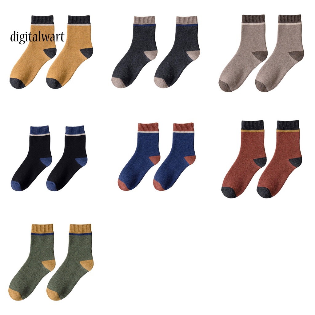 Kỹ Thuật Số| 1 Đôi Vớ Thể Thao Dài Trung Bình Mềm Mại Co Giãn Chống Lạnh Màu Tương Phản Thời Trang Thu Đông Cho Nam