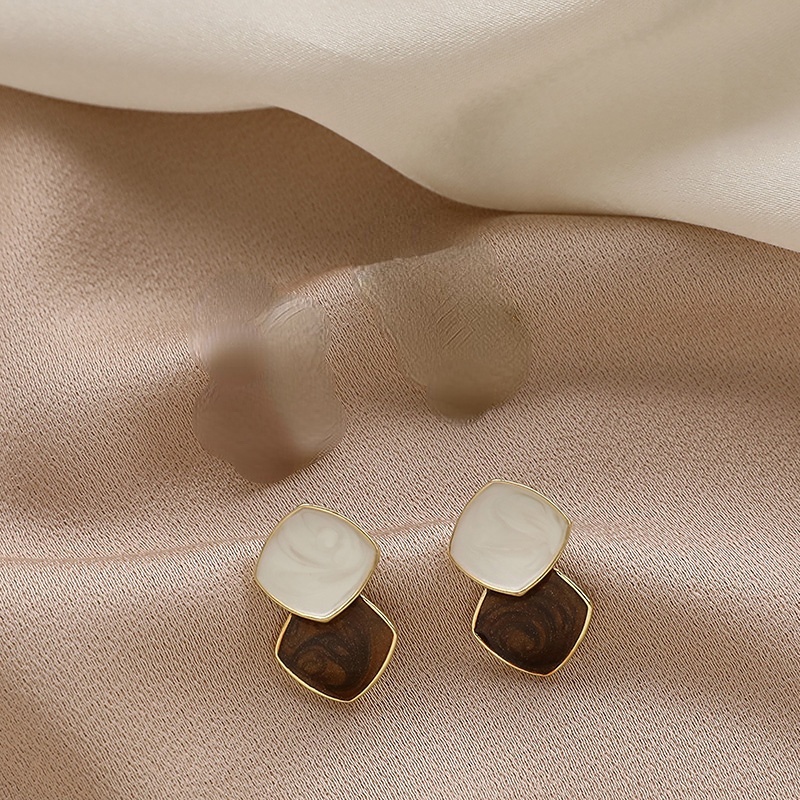 Bông Tai Mạ Bạc 925 Hình Học Nhỏ Đơn Giản Màu Sắc Tương Phản Phong Cách Retro Thời Trang 2022