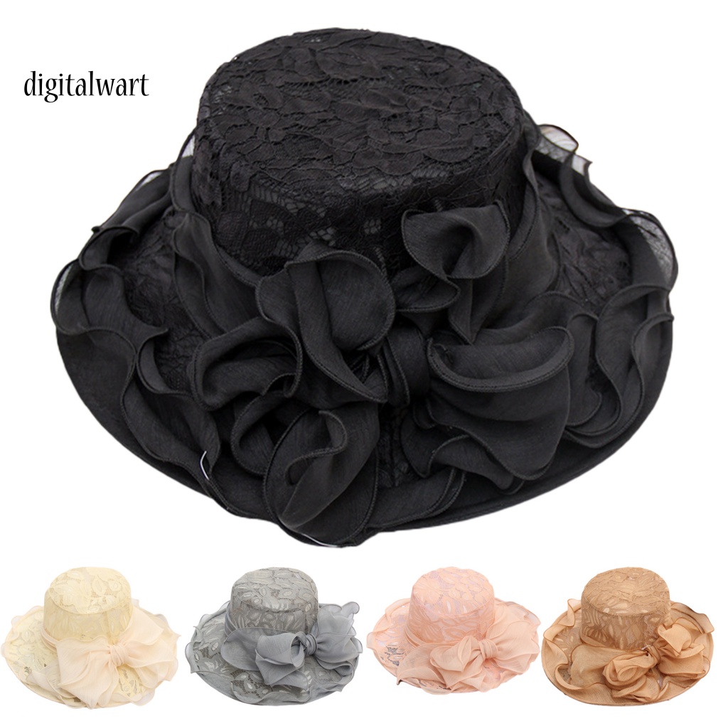 Kỹ Thuật Số| Mũ Chống Nắng Đính Nơ Ren Có Thể Gập Lại Thời Trang Dự Tiệc Cưới Dành Cho Nữ