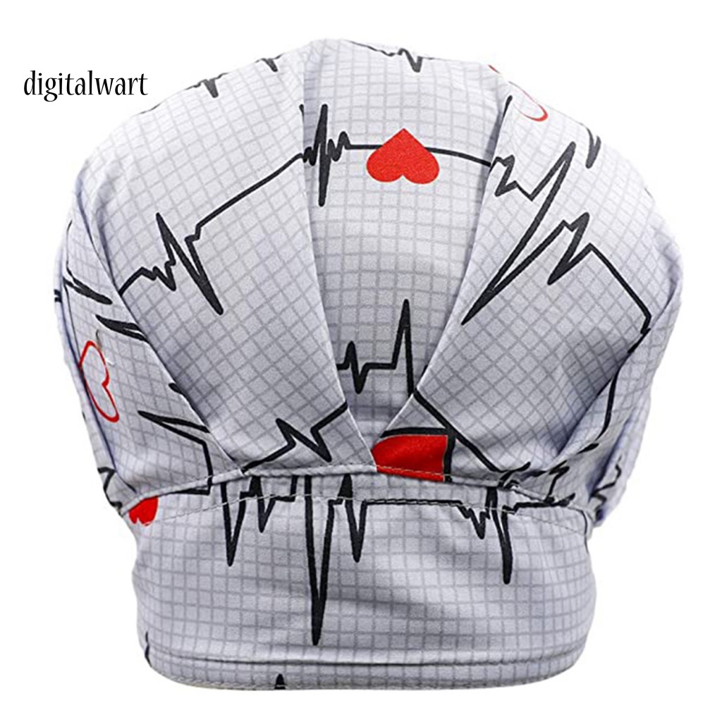 Kỹ Thuật Số| Mũ Trùm Đầu Thấm Hút Mồ Hôi Có Nút Điều Chỉnh Được In Họa Tiết ECG Cho Beautician