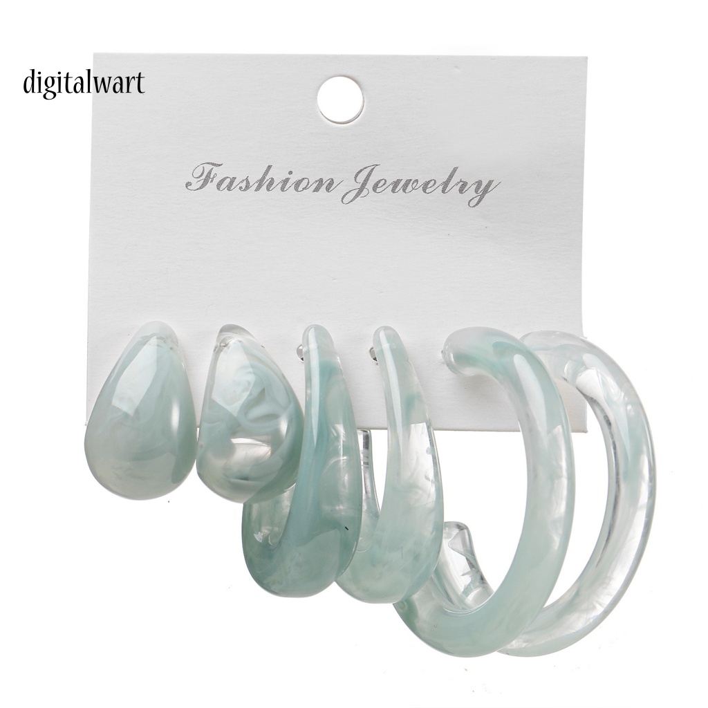 Kỹ Thuật Số| Set 3 Đôi Khuyên Tai Hình Chữ C Trong Suốt Thời Trang Dành Cho Nữ