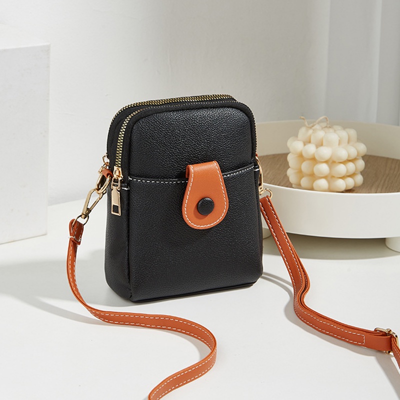 Túi Đeo Vai Đựng Điện Thoại mini Màu Tương Phản Phong Cách retro Dễ Phối Đồ Cho Nữ
