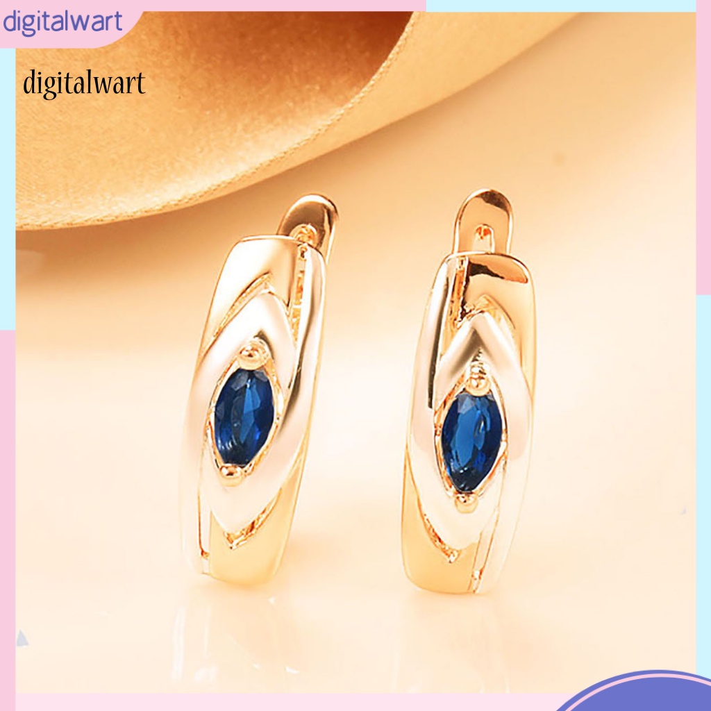 Kỹ Thuật Số| 1 Đôi Bông Tai Tròn Đính Đá Zirconia Màu Xanh Dương Thoải Mái Dễ Mang Trang Sức Thanh Lịch Dành Cho Bạn Nữ