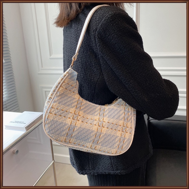 Túi Xách Da Đeo Dưới Cánh Tay Họa Tiết Kẻ Sọc Thời Trang Cho Nữ