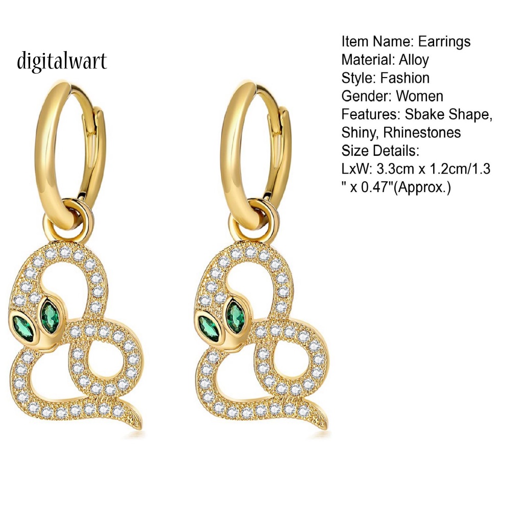 Kỹ Thuật Số| 1 Đôi Bông Tai Dáng Dài Hình Rắn Đính Đá Lấp Lánh Thời Trang Dự Tiệc